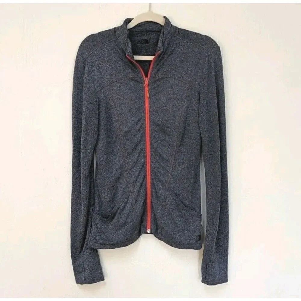 NORTH FACE Womens Full Zip Polyester Jacket. Gray With Orange Stitching Size S